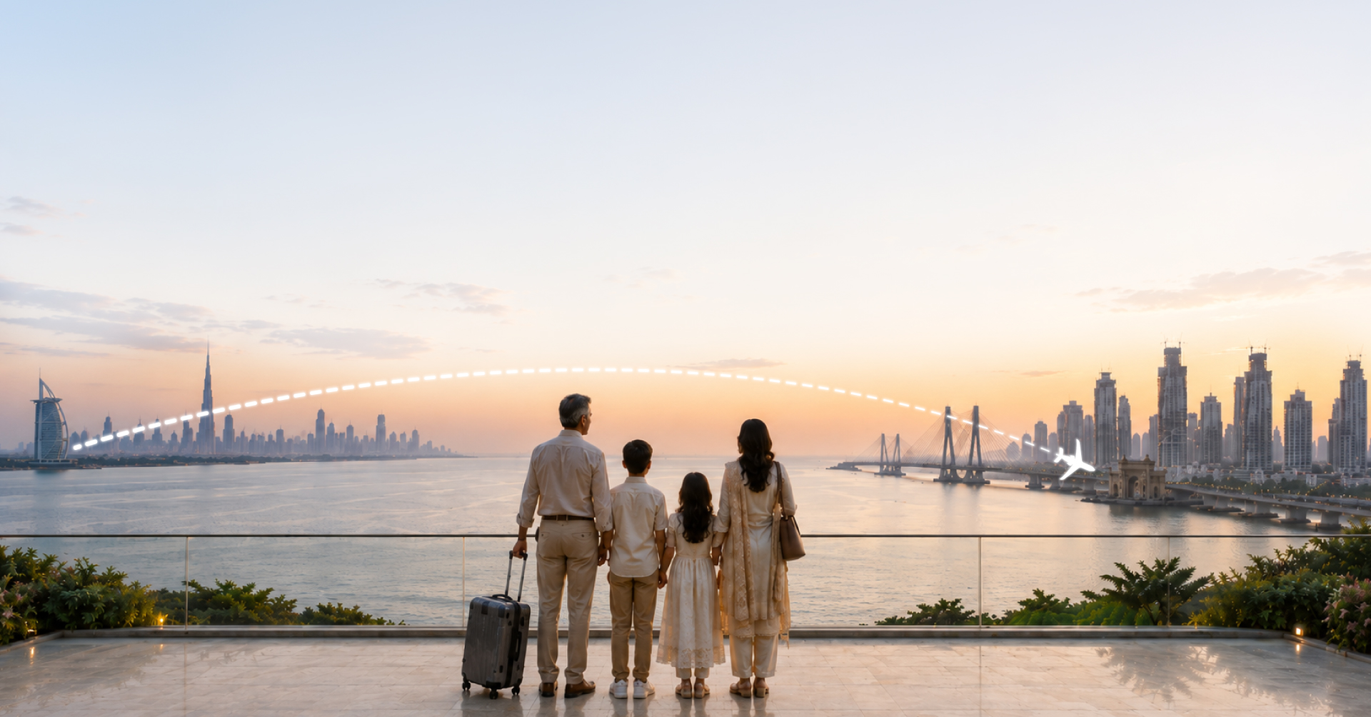 An Indian family preparing to return home to India